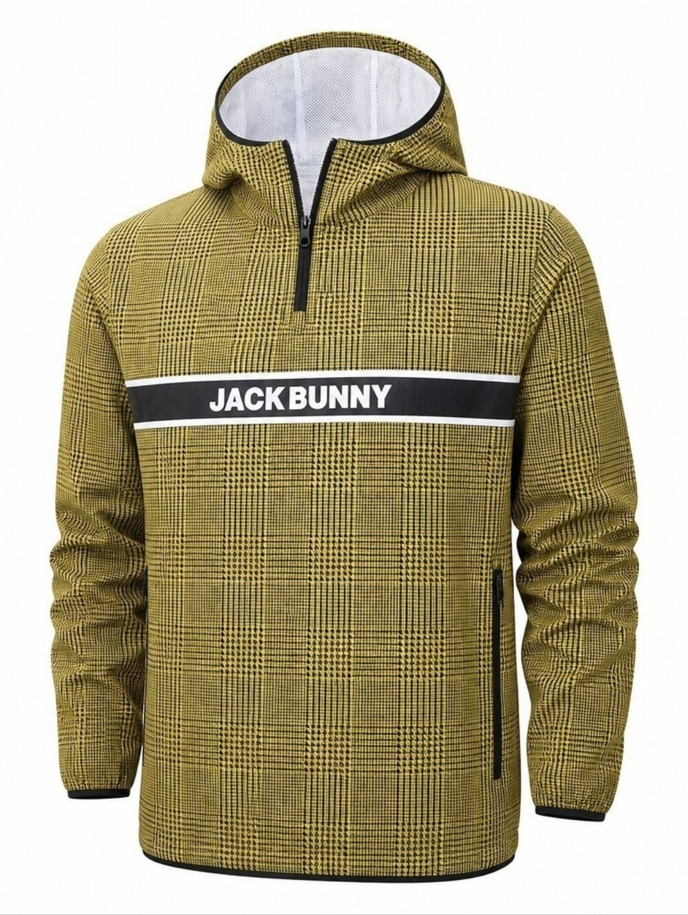 Genuine Jack Bunny Houndstooth 1/4 Zip Hooded Golf Jacket Japan Size 6 / Mens XL